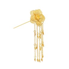 F-1204 Golden Carved Flower Hair Jewelry Long Tassel Charms Headband Hairpin