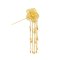 F-1204 Golden Carved Flower Hair Jewelry Long Tassel Charms Headband Hairpin