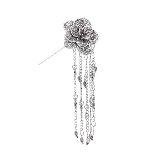 F-1204 Golden Carved Flower Hair Jewelry Long Tassel Charms Headband Hairpin