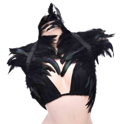 N-8404 Ethnic Exaggeration Large Feather Shawl Long Width Silk Rope for Women Men Party Jewelry