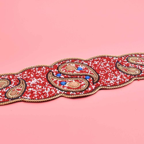 N-8406 Beads Women Belt Colorful Acrylic Ethnic Elastic Statement Waist Belts