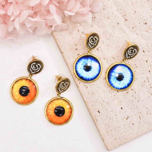 E-6771 Fashion Cat Eye Pattern Earring Stud Rose Pattern Dangle Earrings for Women