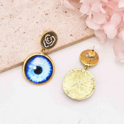 E-6771 Fashion Cat Eye Pattern Earring Stud Rose Pattern Dangle Earrings for Women