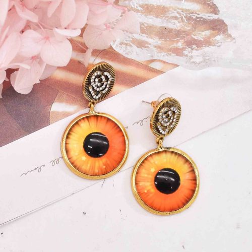 E-6771 Fashion Cat Eye Pattern Earring Stud Rose Pattern Dangle Earrings for Women