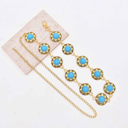 N-8411 Acrylic Women Body Jewelry Alloy Sunflower Statement Bohemian Ethnic Waist Chains