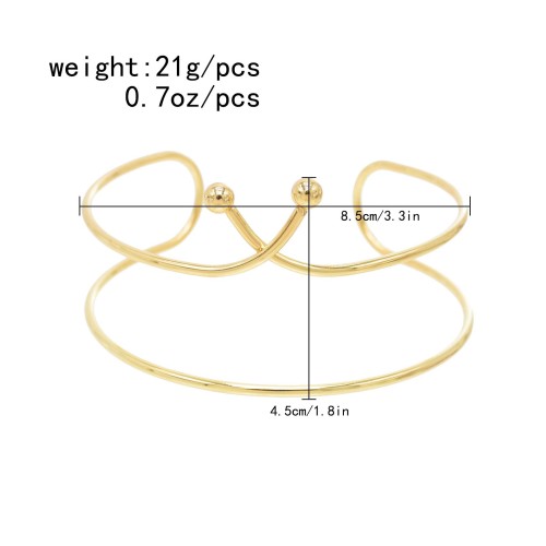 B-1360 Gold Metal Punk Minimalist Arm Bracelet for Women