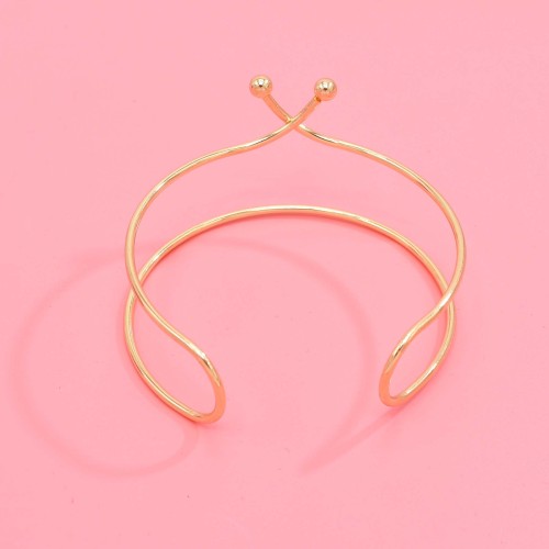 B-1360 Gold Metal Punk Minimalist Arm Bracelet for Women