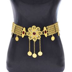 N-8410 Fshion Coin Tassel Hollow Out Flower Women Body Jewelry Alloy Carved Flower Statement Waist Chains