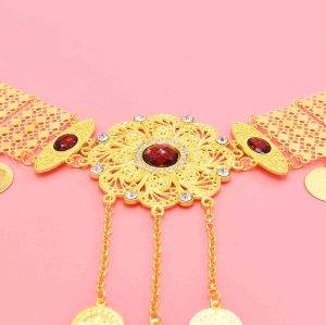 N-8410 Fshion Coin Tassel Hollow Out Flower Women Body Jewelry Alloy Carved Flower Statement Waist Chains