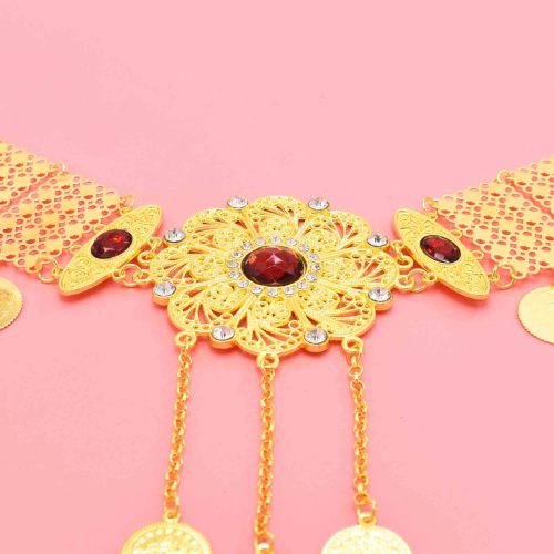 N-8410 Fshion Coin Tassel Hollow Out Flower Women Body Jewelry Alloy Carved Flower Statement Waist Chains