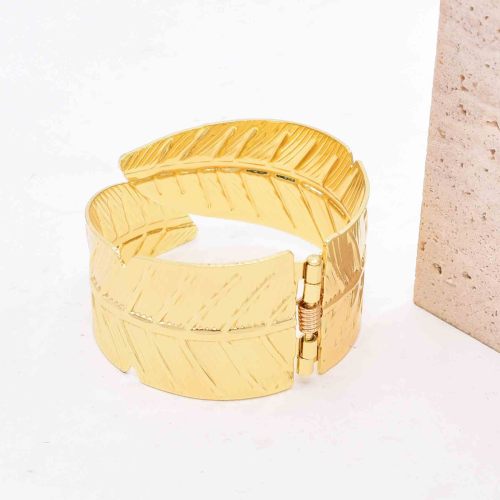 B-1362 Fashion Punk Golden Color Leaf Pattern Women Bracelet Bangle Jewelry