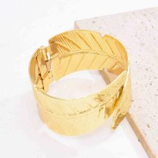 B-1362 Fashion Punk Golden Color Leaf Pattern Women Bracelet Bangle Jewelry
