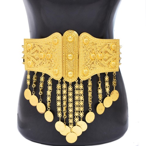 N-8418 3 Types Gold Coin Long Chains Tassel Waist Belly Chains Arab Traditional Clothing Belt Body Jewelry