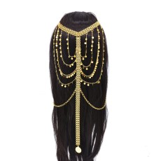 F-1207 Alloy Multi-LayeredLong Tassel Women Hair Jewelry Ethnic Headband for Girls Women