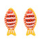 E-6775 N-8422 Fish shaped perforated earrings, double-layer necklace set, earring necklace set