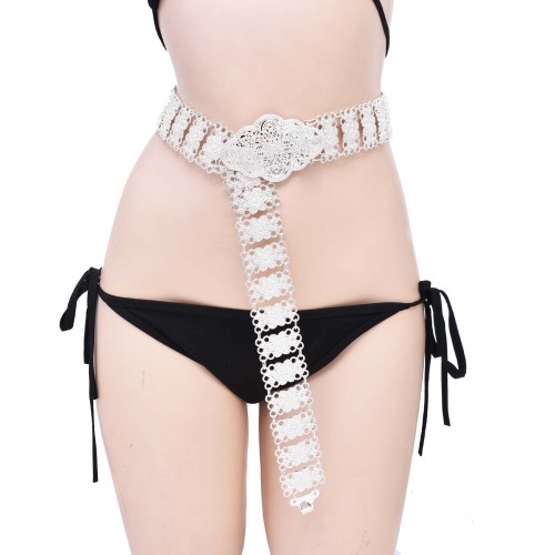 N-8423 Thai Gold Ailver Hollow Flower Metal Waist Belly Chains Belt Body Jewelry