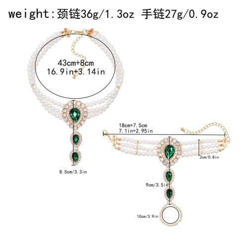 N-8424 B-1363 Baroque Women Jewelry Sets Charms Pendant Necklace Pearl Bracelet 2 PC Sets