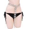 N-8425 Silver plated women's metal belt, body jewelry, alloy carved declaration waist chain