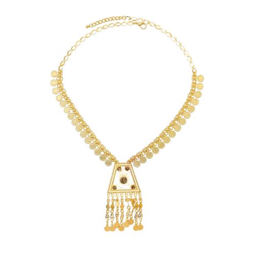 N-8427 Middle Eastern ethnic style exaggerated coin tassel necklace earring set