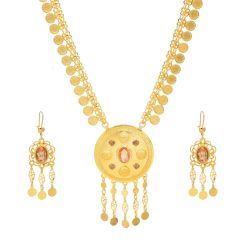 N-8427 Middle Eastern ethnic style exaggerated coin tassel necklace earring set