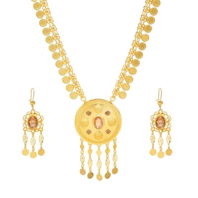 N-8427 Middle Eastern ethnic style exaggerated coin tassel necklace earring set