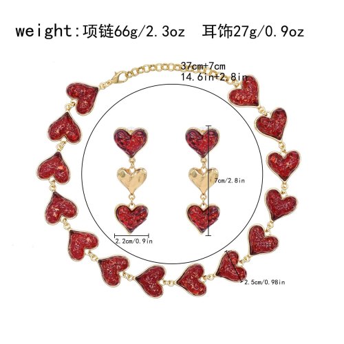 E-6776 N-8436 Love Women Jewelry Sets Baroque Heart Chokers Necklaces Earrings 2 PC Sets