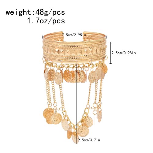 B-1364 Coin Tassel Women Arm Bracelets India Ethnic Charms Open Bracelets