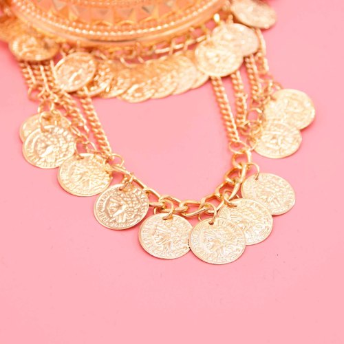 B-1364 Coin Tassel Women Arm Bracelets India Ethnic Charms Open Bracelets