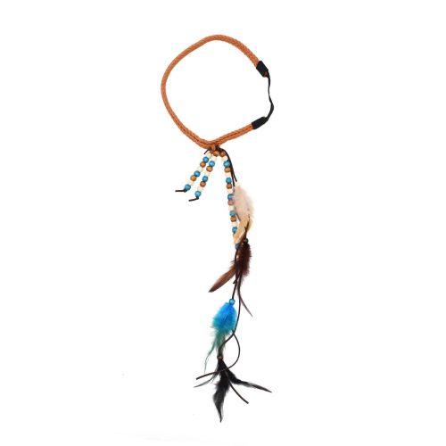 F-0407 Handmade Ethnic Tribal Gypsy Rope Wood Beads Feather Hairband Hair Clip For Women Jewelry