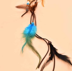 F-0407 Handmade Ethnic Tribal Gypsy Rope Wood Beads Feather Hairband Hair Clip For Women Jewelry