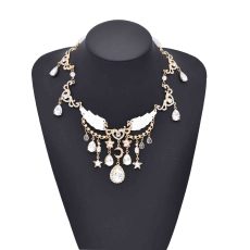 N-8438 Fashion Fairy Bohemian Pearl Alloy Star Crystal Tassel Necklace Wings Pattern for Women