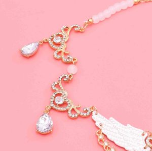 N-8438 Fashion Fairy Bohemian Pearl Alloy Star Crystal Tassel Necklace Wings Pattern for Women