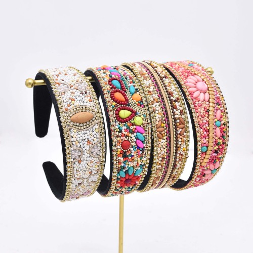 F-1211 Bohemian Colorful Beads Turquoise Flower Headband for Women