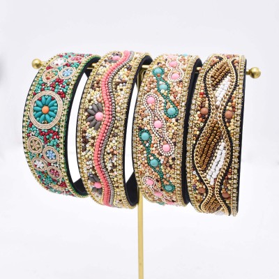 F-1211 Bohemian Colorful Beads Turquoise Flower Headband for Women