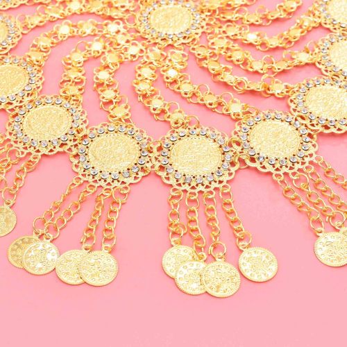 F-1212 Fashion Long Tassel Chain Coin Crystal Cap Hair Accessories