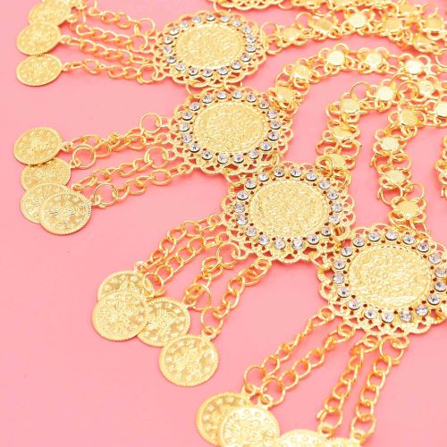 F-1212 Fashion Long Tassel Chain Coin Crystal Cap Hair Accessories