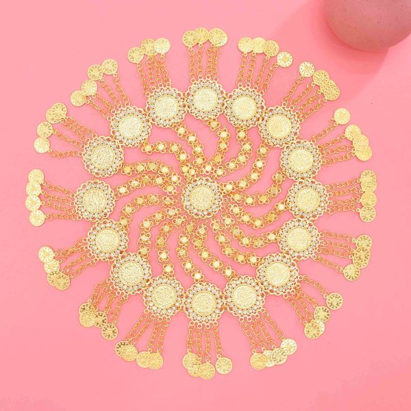 F-1212 Fashion Long Tassel Chain Coin Crystal Cap Hair Accessories