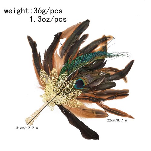 F-1213 Colorful Feather Summer Thai Ethnic Tourism Party Handheld Fan Beach Holiday Jewelry Accessories