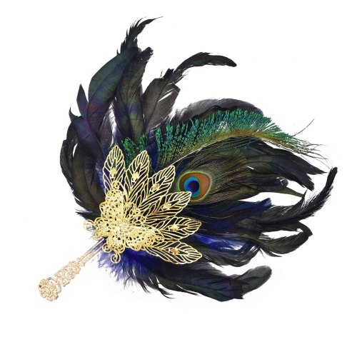 F-1213 Colorful Feather Summer Thai Ethnic Tourism Party Handheld Fan Beach Holiday Jewelry Accessories