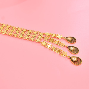 N-8439 Women's body jewelry gold Arab ethnic long shoulder chain