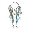 F-1218 Handmade Ethnic Tribal Gypsy Rope Wood Beads Feather Hairband Hair Clip For Women Jewelry