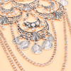 N-8440 Bohemian Statement Silver Alloy Chain Coin Tassel Choker Necklace