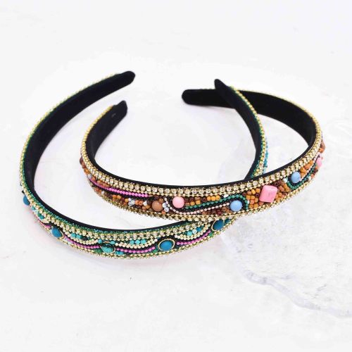 F-1219 Bohemian Colorful Beads Turquoise Flower Headband for Women