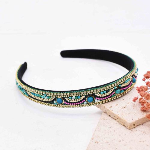 F-1219 Bohemian Colorful Beads Turquoise Flower Headband for Women