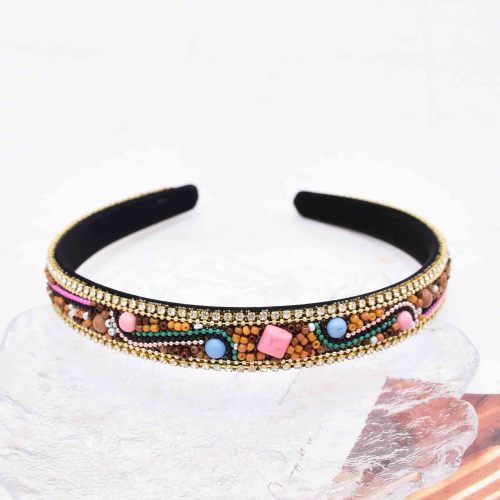 F-1219 Bohemian Colorful Beads Turquoise Flower Headband for Women