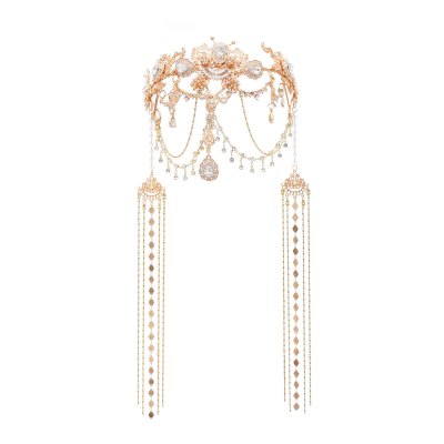 F-1217 Wedding Women Hair Jewelry Long Tassel Pendant Rhinestone Statement Travel Hairwear