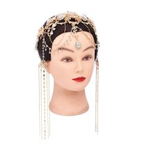 F-1217 Wedding Women Hair Jewelry Long Tassel Pendant Rhinestone Statement Travel Hairwear