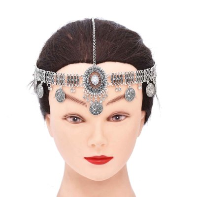 F-1221 Vintage Women Hair Jewelry Pendant Coin Tassel Statement Bohemian Ethnic Hairwear