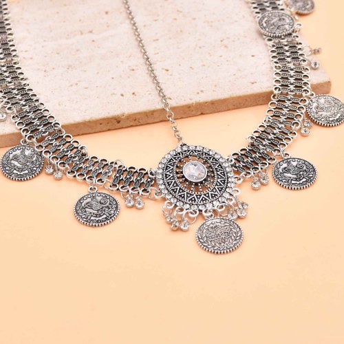 F-1221 Vintage Women Hair Jewelry Pendant Coin Tassel Statement Bohemian Ethnic Hairwear