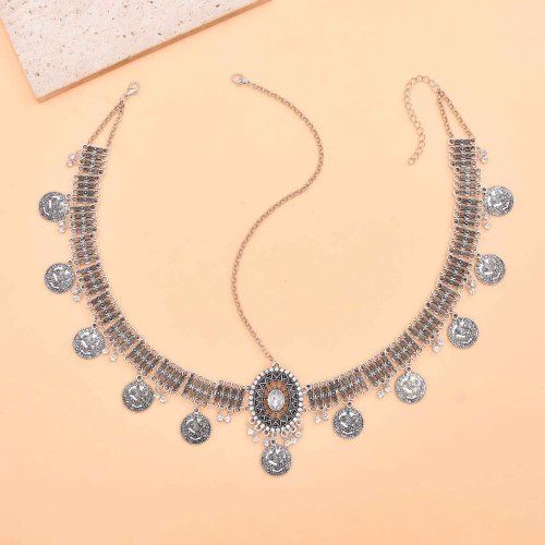 F-1221 Vintage Women Hair Jewelry Pendant Coin Tassel Statement Bohemian Ethnic Hairwear